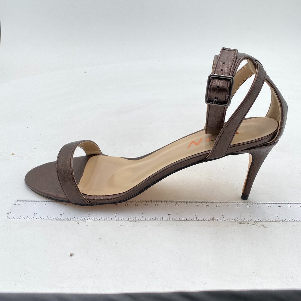 YDN Brown OpenToe Ankle Straps Mid Heel Sandals Buckled Shoes